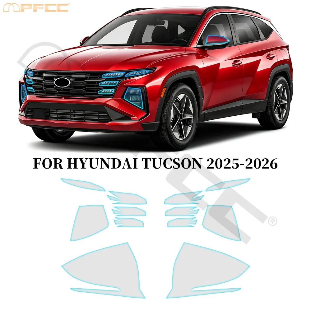 For Hyundai Tucson 2025 2026 Car Headlight Rearview B C Pillars TPU Paint Protection Film Clear Stickers Precut PPF Anti-scratch