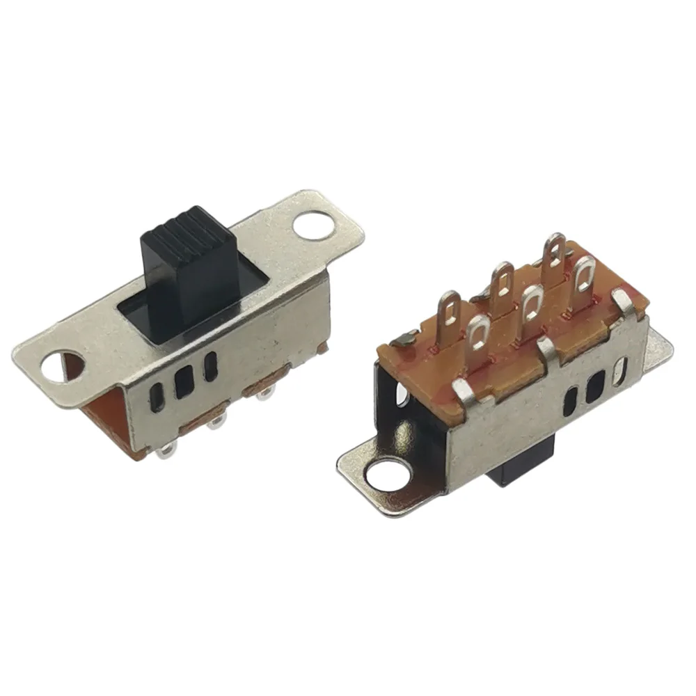 10pcs On-Off 3 Position 6P PCB Panel Slide Switch Panel Mount Vertical Slide Switch 6 Pin Toggle Switch Handle High 5mm