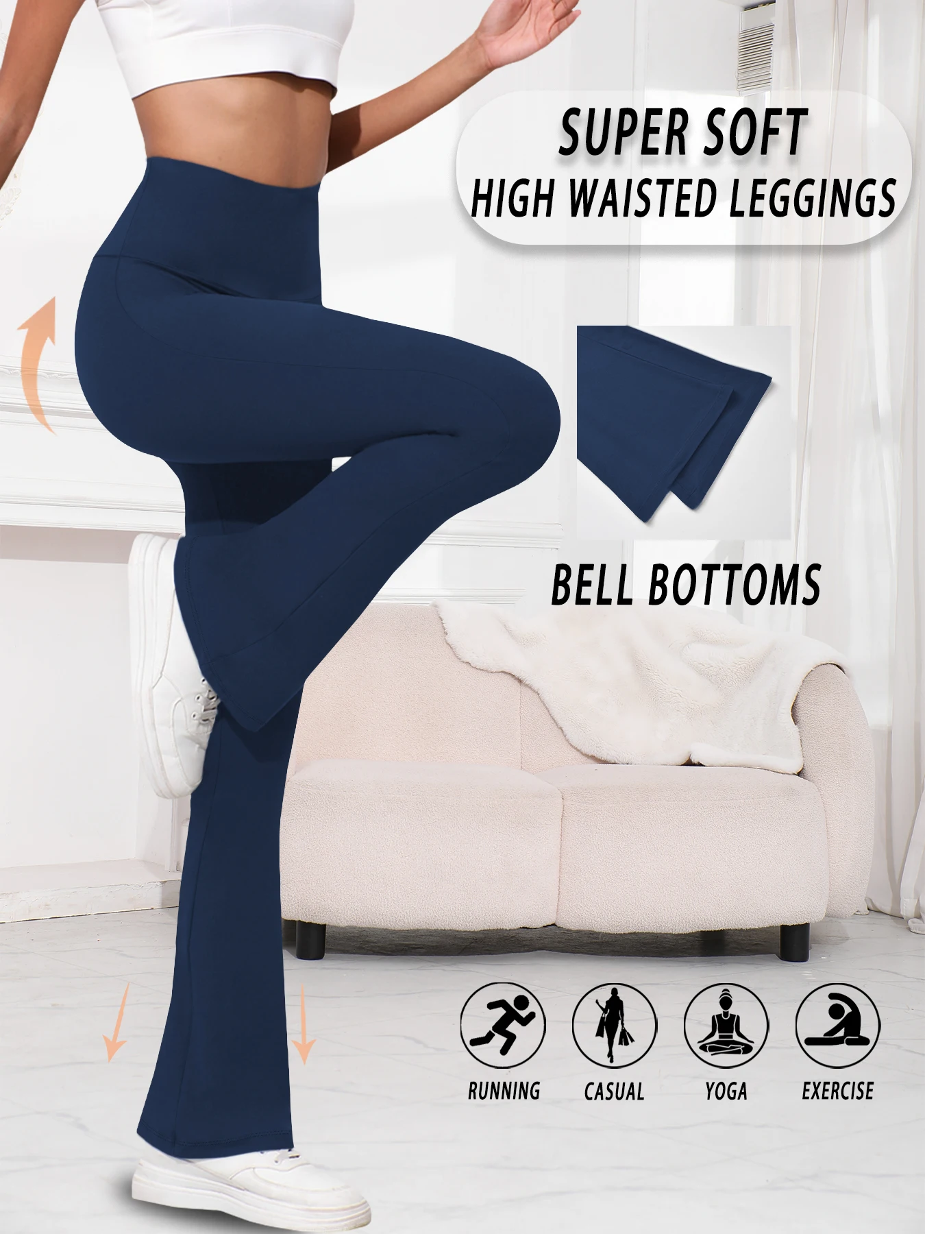 

Женские супермягкие расклешенные брюки больших размеров с высокой талией, леггинсы с контролем живота, мягкие расклешенные брюки для бега