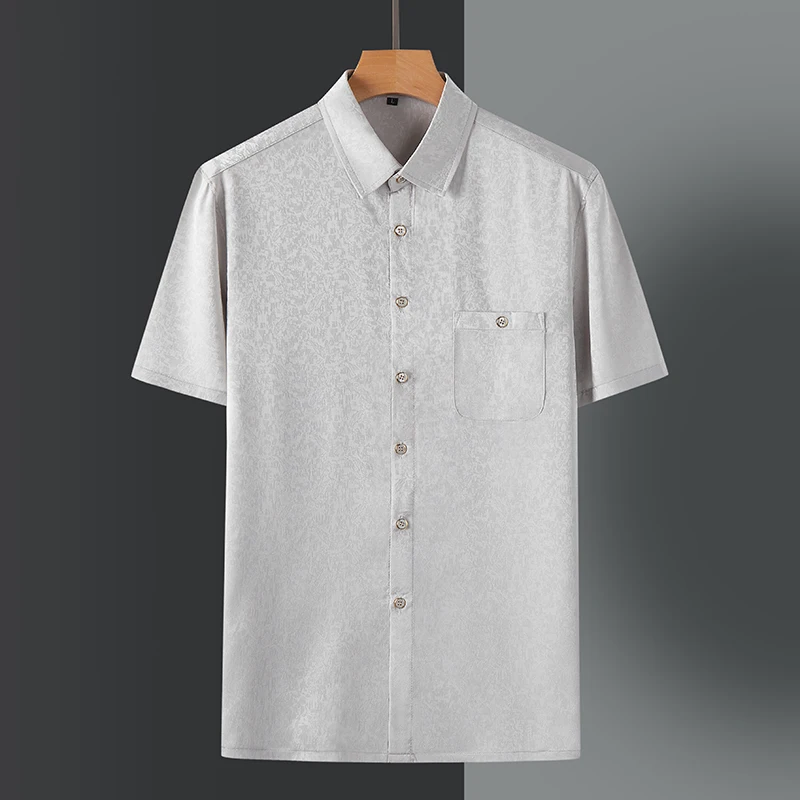 

Ice Silk ort Sve irt Men's Breathable Floral Embroidery Summer Outerwear Dad Clothes Lightweight Casual Sle