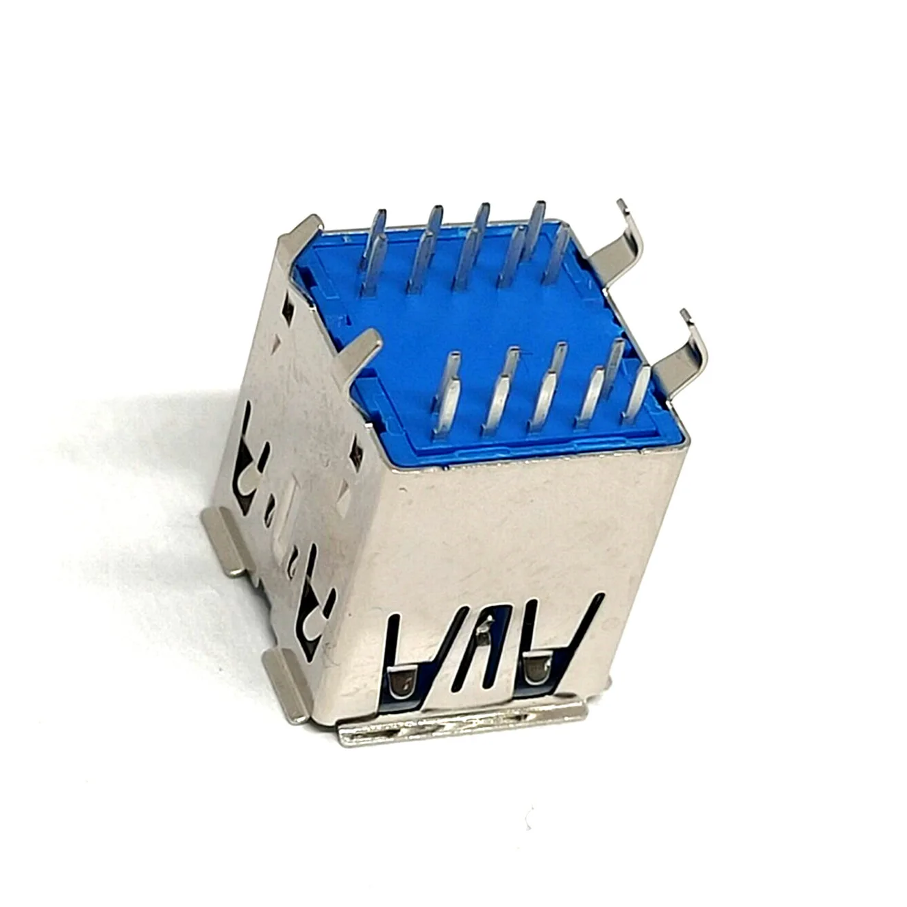 For USB double-layer  seat 180 degrees in-line plug 3.0 elbow curling height 14.2mm vertical plug-in board female connector