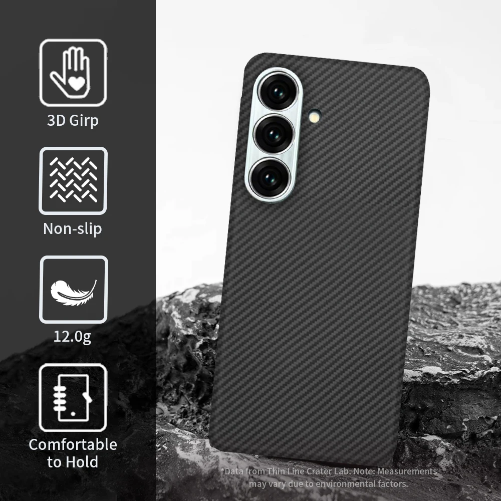 Etui Carbon Case 600D Kevlar Aramid Fiber Fabric Thin Hard Cover Magnetic Black Slim Light Red do Samsung Galaxy S25 FE — zdjęcie produktu 3