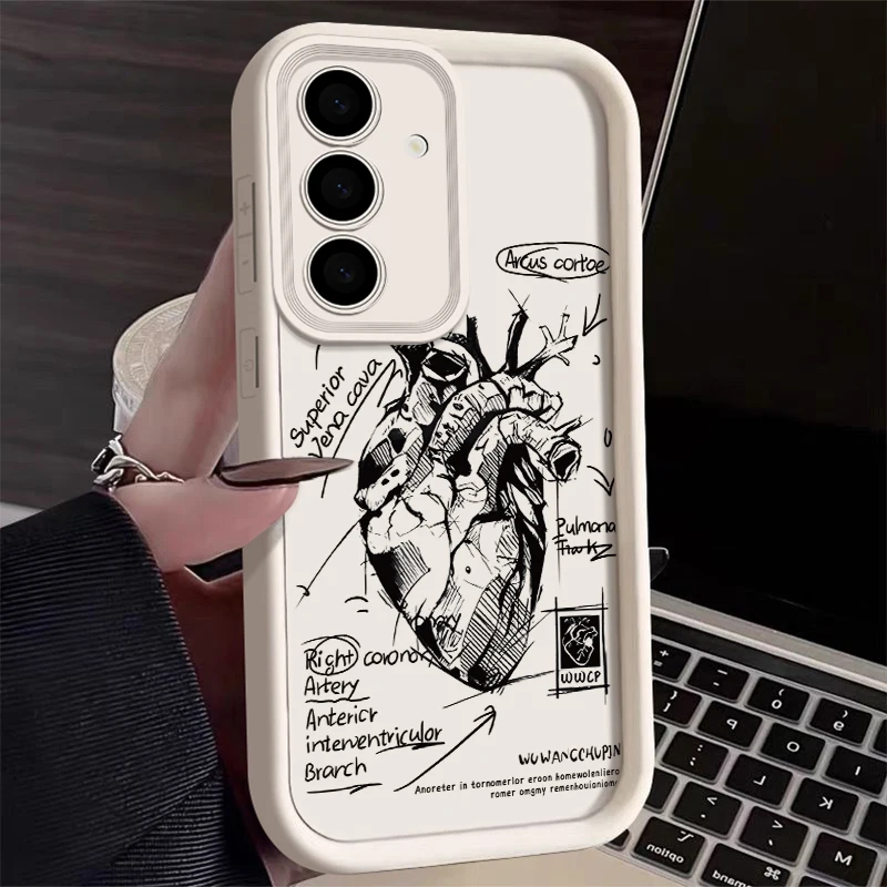 Samsung Phone Case Suitable S24 S23 S22 Ultra Plus S21 A55 A54 A53 A52 A35 A25 A15 A14 5G Heart example diagram Silicone Cover - náhled 6