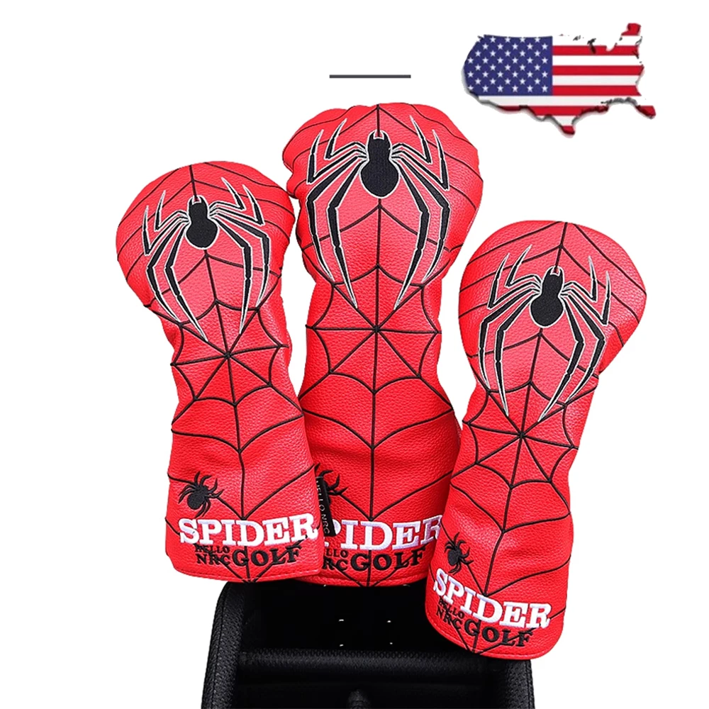 

PU Leather Spider Golf Head Covers Driver Fairway Wood Golf Club Sport Head Cover For Golf Course Use Golfer Game Gift