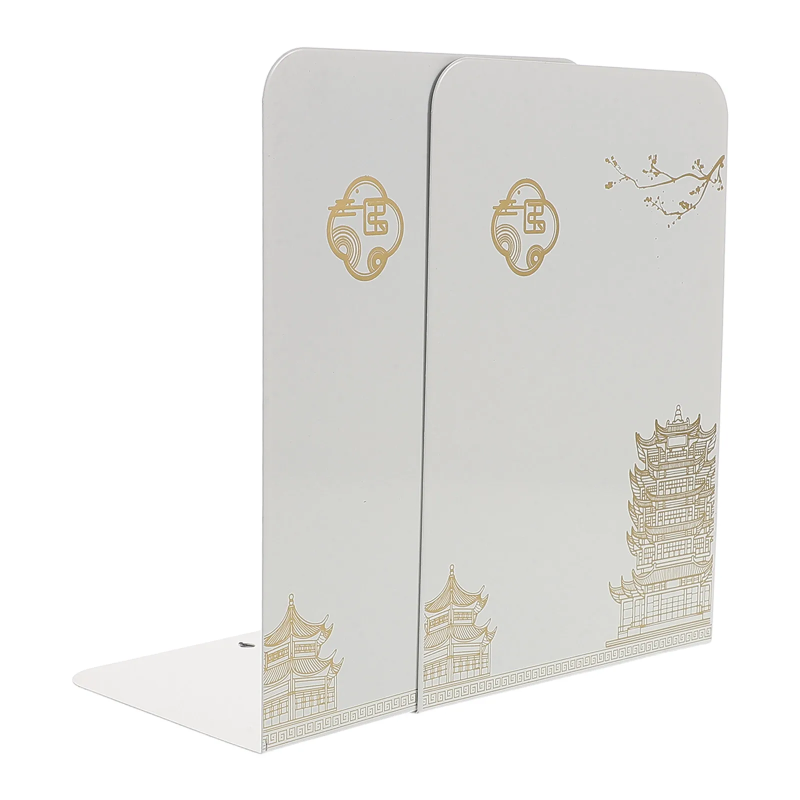 

2Pcs Metal Bookends Chinese Style Desk Organizer Adjustable Angle Reading Book Holder Decorative Book Stand Stand