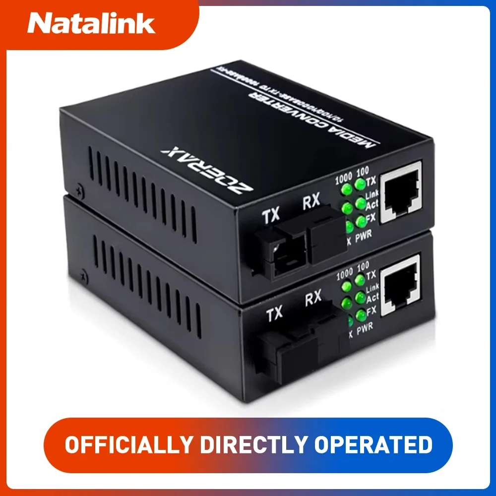 Natalink A Pair Gigabit BiDi SFP+ Fiber Media Converter SC Single Mode Single Fiber 10/100/1000M Ethernet RJ45 Transceiver