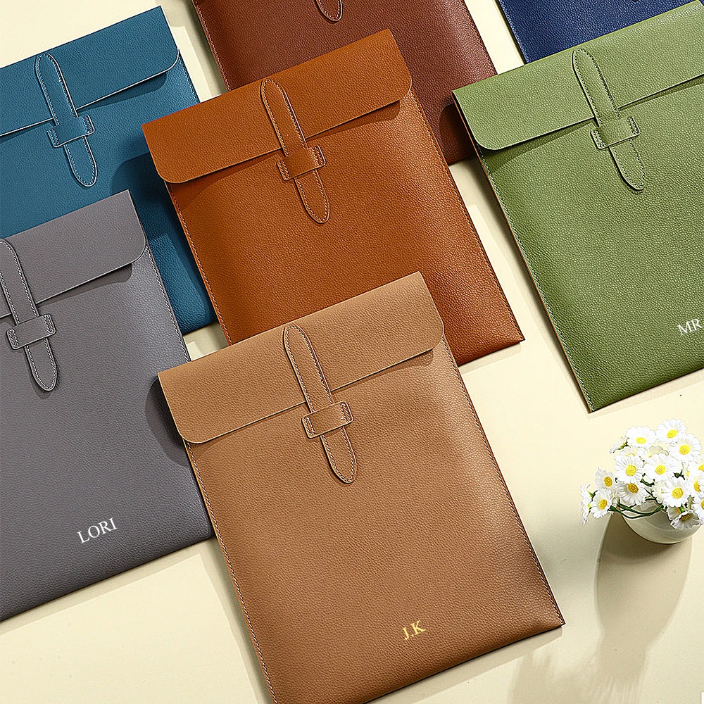 Business Office Leather Personalized Document Bag A4 Paper 13 Inch Laptop Bag Custom Name Luxury Wholesale Versatile Storage Bag