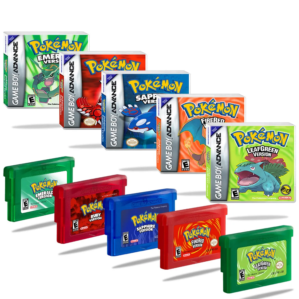 New GBA RTC 32Mbit+1Mbit Flash Game Cartridge Pokemon Classic Series Emeralds Ruby Sapphire FireRed LeafGreen Collection Gifts