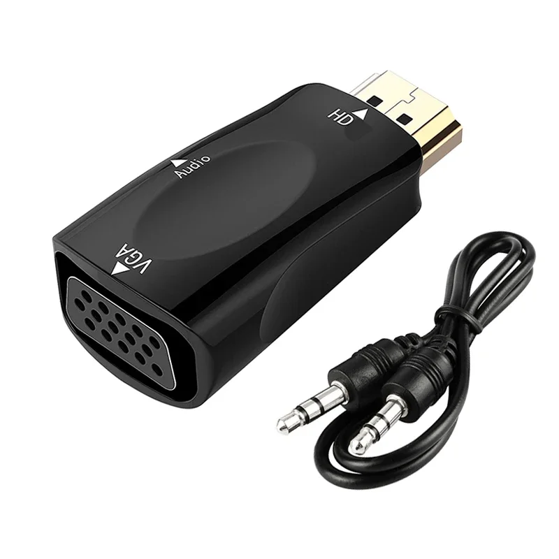 Male To Female HDMI-compatible To VGA Adapter 1080P Audio Cable Video Converter for PS5 PS4 PC Laptop TV Box Computer Projector