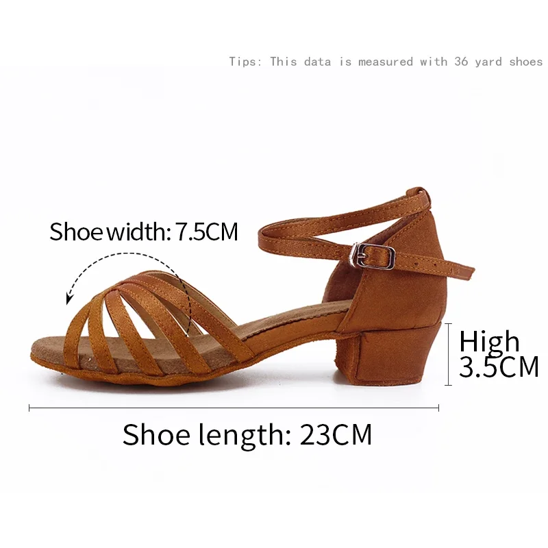 Girls Satin Latin Shoes Low Heel Ballroom Dance Shoes Adult Tango Salsa Shoes for Practice Toddler Latin Dance Shoes Performance