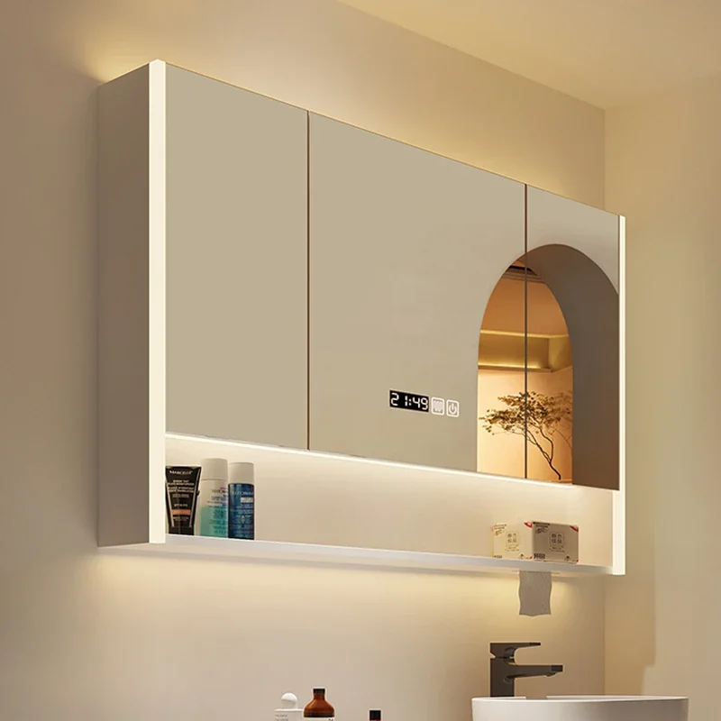 Nordic Intelligent Bathroom Cabinets Wall-mounted Modern Touch Bathroom Cabinets Defogging Home Furniture Armadi Specchi HBMC