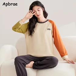 Women Cotton Pajamas Autumn Winter Long Sleeves Long Pants Pjs Round Collar Cardigan Sleepwear Kawaii Woman Loungewear