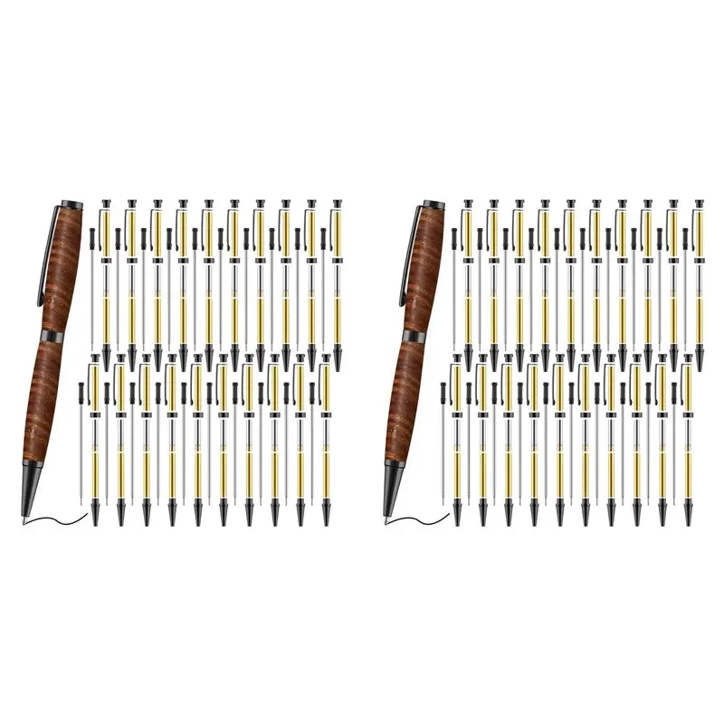 

【CHRISTMAS 】40Pcs 7Mm Slim Pen Set With Refills Wood Rotary Pen Kit Lathe Turning Supplies For DIY Copper Friends Teacher Studen