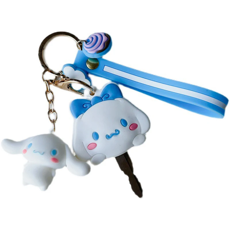 Sanrio Hello Kitty Keychain Silicone Cute Key Case KT Cat Pendant Cinnamoroll Kuromi Melody Access Control Card Case Keychain