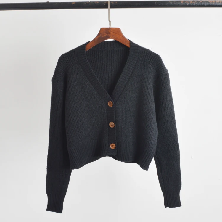 

Winter Thiened ort Sve Long Sve Sweater Jaet V-Ne Color Loose Women's Warm Outerwear Commute Sle Button-Up