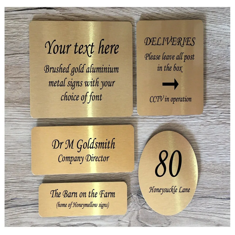 Aluminum-plastic Composite Board GOLD SIGN: ADD TEXT to PERSONALISE Custom-Made Blank Home Office Plaque