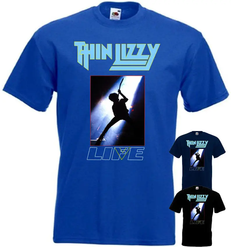 Thin Lizzy - Live v18 T-shirt hard rock black blue navy blue all sizes S-5XL