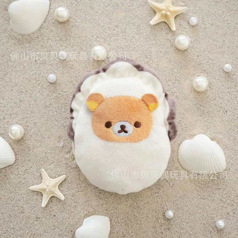 Mini monedero Kawaii Oyster Rilakkuma, colgante de muñeco de peluche, auriculares, lápiz labial, bolsa de almacenamiento, mochila, decoración, regalo de vacaciones