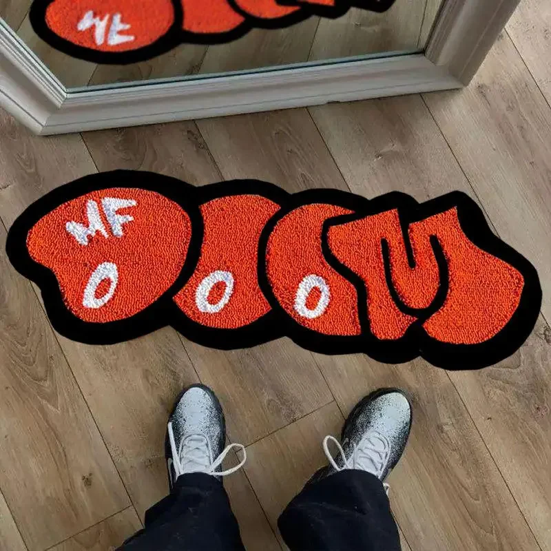 

Creative English Rugs for Bedroom Thick Plush MF DOOM Floor Mat Fashion Irregular Living Room Decoration Carpet Fluffy Soft Rug
