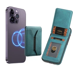 Magnetic Wallet Bag Hide Stand for iPhone 17 16 15 14 13 12 Pro Max Plus Leather Card Phone Holder for Magsafe Case Pocket Cover