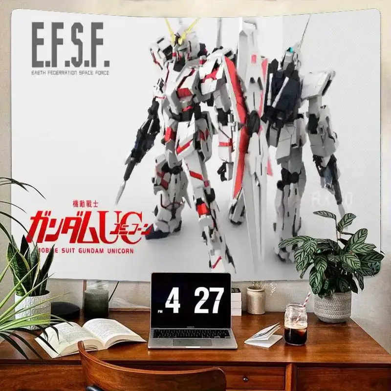 

1 шт. Gundam Unicorn и E.F.S.F. Гобелен Mecha - Белый Красный Черный Японский Аниме Настенный Декор для Комнаты, Гостиной, Спальни, Отключенного