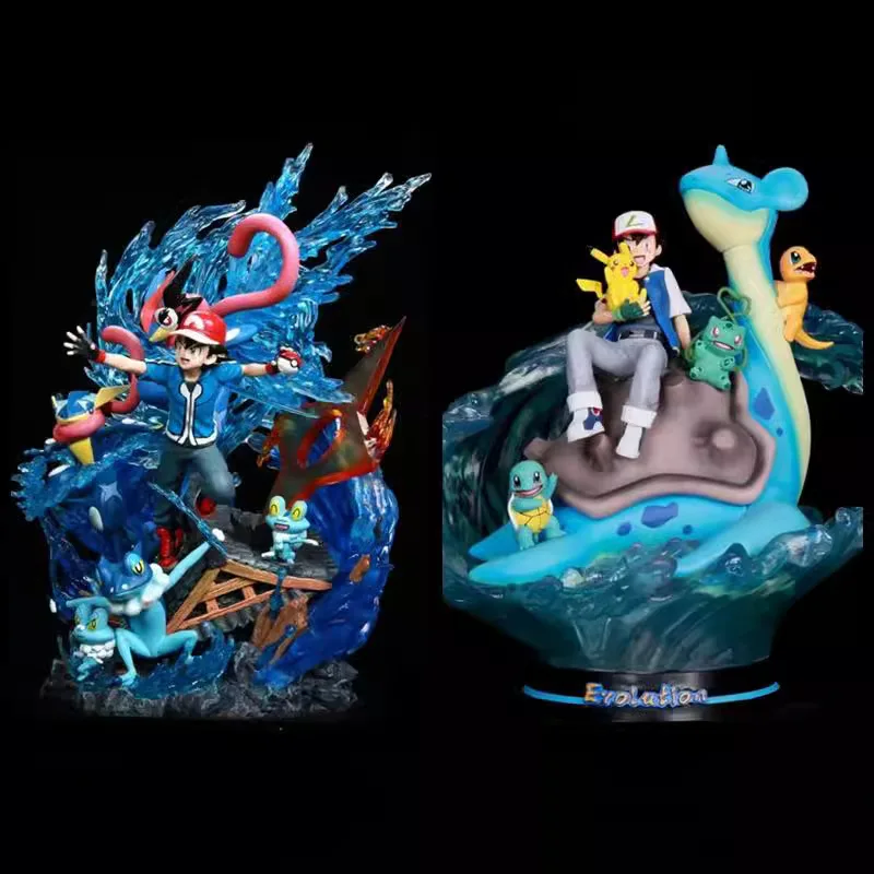 

Pokemon GK Ash Riding Waves Starter Trio Froakie Family Boxed Figure Model Collectible Anime Decor Gift
