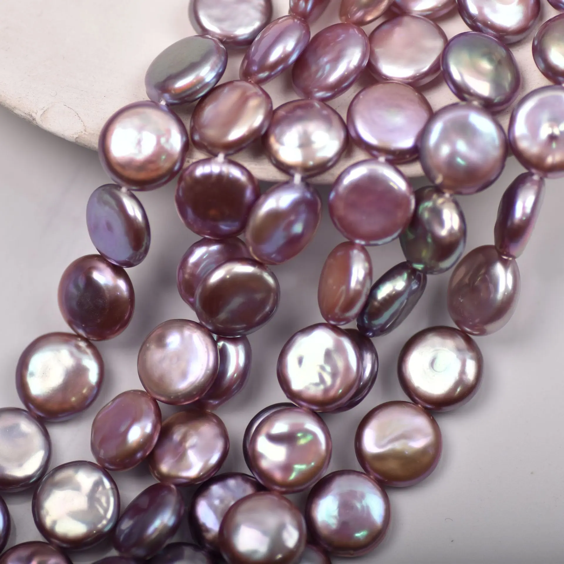 Baroque irregular coin beads 12-13mm purple natural freshwater pearl accessories