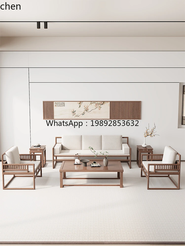 

new Chinese solid wood sofa living room villa simple tea table coffee table combination light luxury integration
