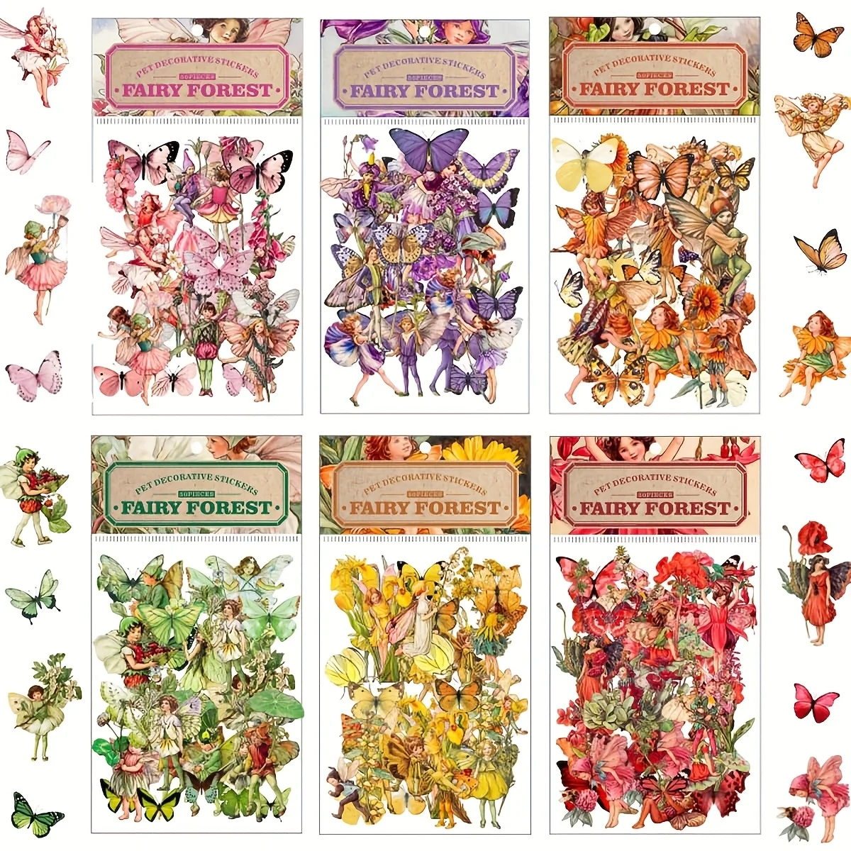 300Pcs Vintage Fairy Stickers for Journaling Scrapbooking DIY Crafts Transparent Flower Fairy Stickers for Journal Phone Cases Laptops Notebooks Albums Calendars