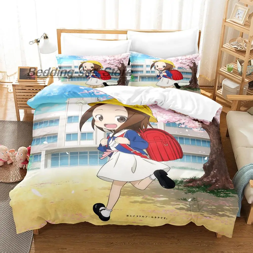 

Teasing Master Takagi-san Bedding Set Single Twin Full Queen King Size Bed Set Aldult Kid Bedroom Duvetcover Sets Kawaii Bed