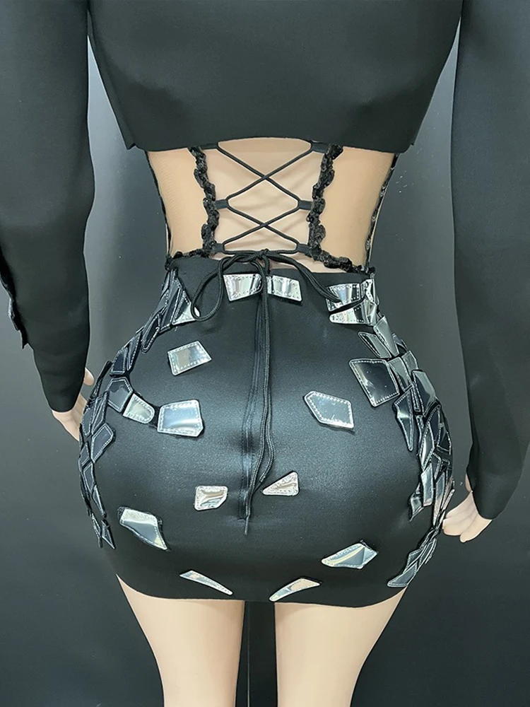 Hochwertiges Pailletten-Anzugoberteil + sexy trägerloser und hüftumarmender Rock 2024, neue modische, maßgeschneiderte Damenbekleidung