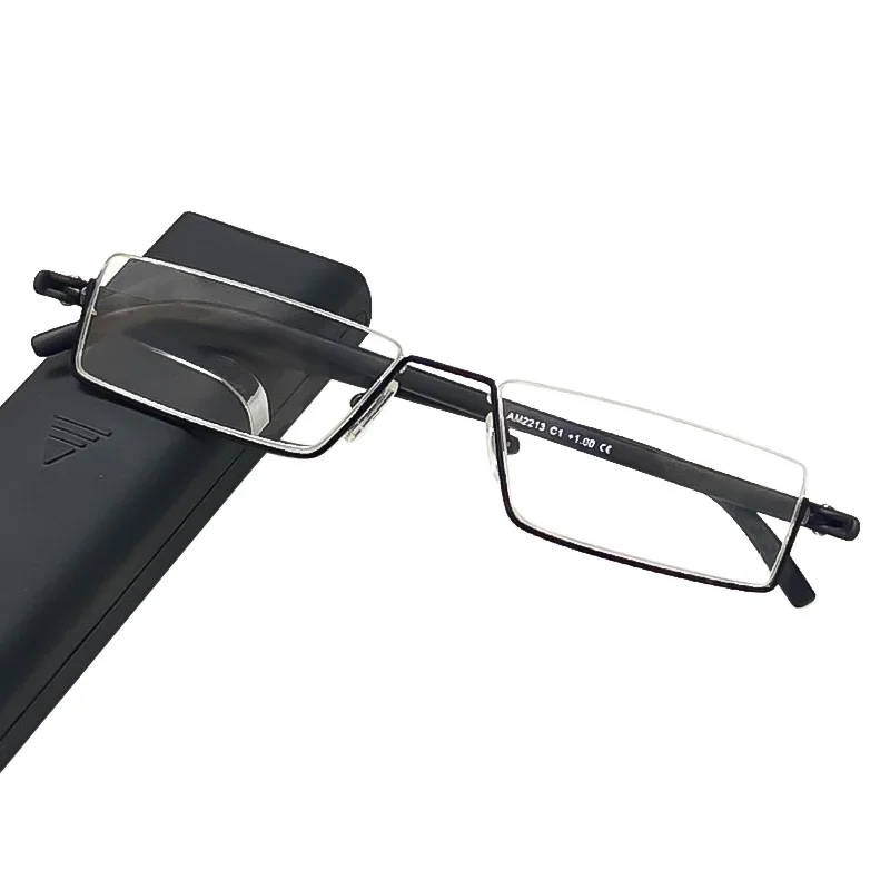 Flexible Halbrahmen-Lesebrille mit Box für Männer und Frauen, tragbare Anti-Blau-Brille, Unisex, Presbyopie-Brille +1,0 bis +4,0