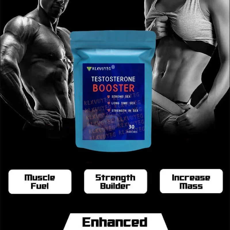 Testosterone Booster for Men with Shilajit, Ginseng Transdermal Patches Energy Stamina Strength 30 Patches - 1 Month Supply