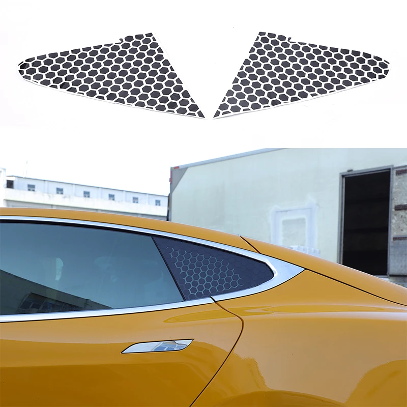 

Наклейка-декор для заднего треугольного стекла Honeycomb, наклейка для украшения заднего треугольного окна, автомобильные аксессуары для Tesla Model S 2014-2026