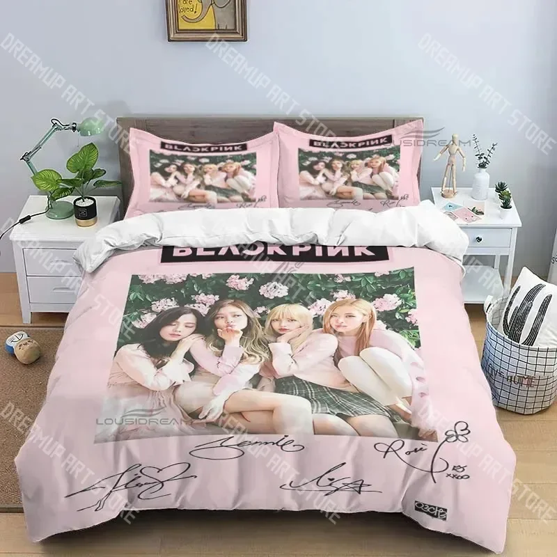 

3D Print Black JENNIE KPOP Bedding Set Pink Single Twin Full Queen King Size Bed Set Adult Kid Bedroom Duvetcover Sets Bed