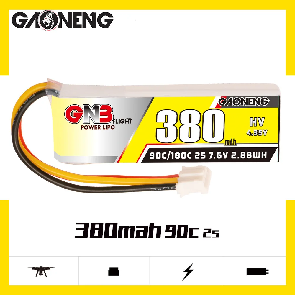 GNB 2s 7.4v 7.6v 350/380/450/550mAh 60/70/80/90c Lipo Battery For 1/28 Rc Racing Drift Car Parts RC Car Drift Rally Vehicle Toys