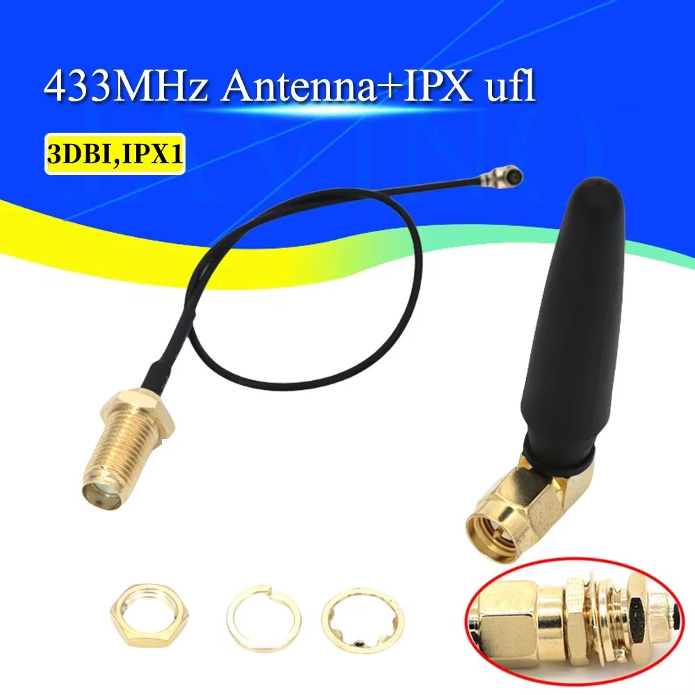 433MHz Antenna + IPX ufl. Pigtail Cable 1.13 Lora Lorawan 3dbi GSM Antennas 433 MHz Directional Antenne SMA Male Connector