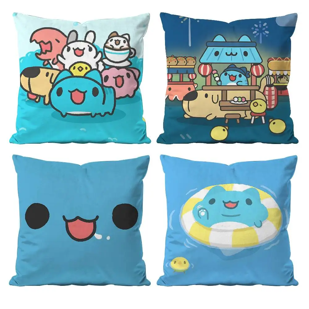 Kawaii Anime B-Bugcat CapooS Kissenbezug, Anti-Dustmite-Kissenbezug, unsichtbarer Reißverschluss, seidiger kurzer Plüsch-Sofa-Kissenbezug