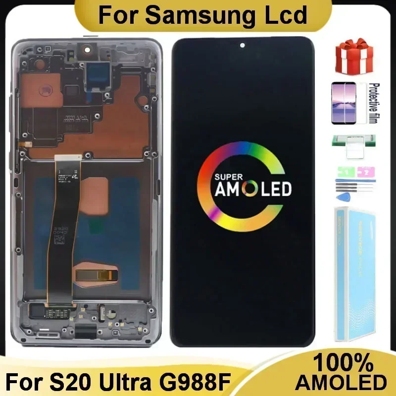 Super AMOLED Screen For Samsung Galaxy S20 Ultra Lcd G988 G988F G988B/DS S20Ultra Display Touch Glass Digitizer Assembly Replace