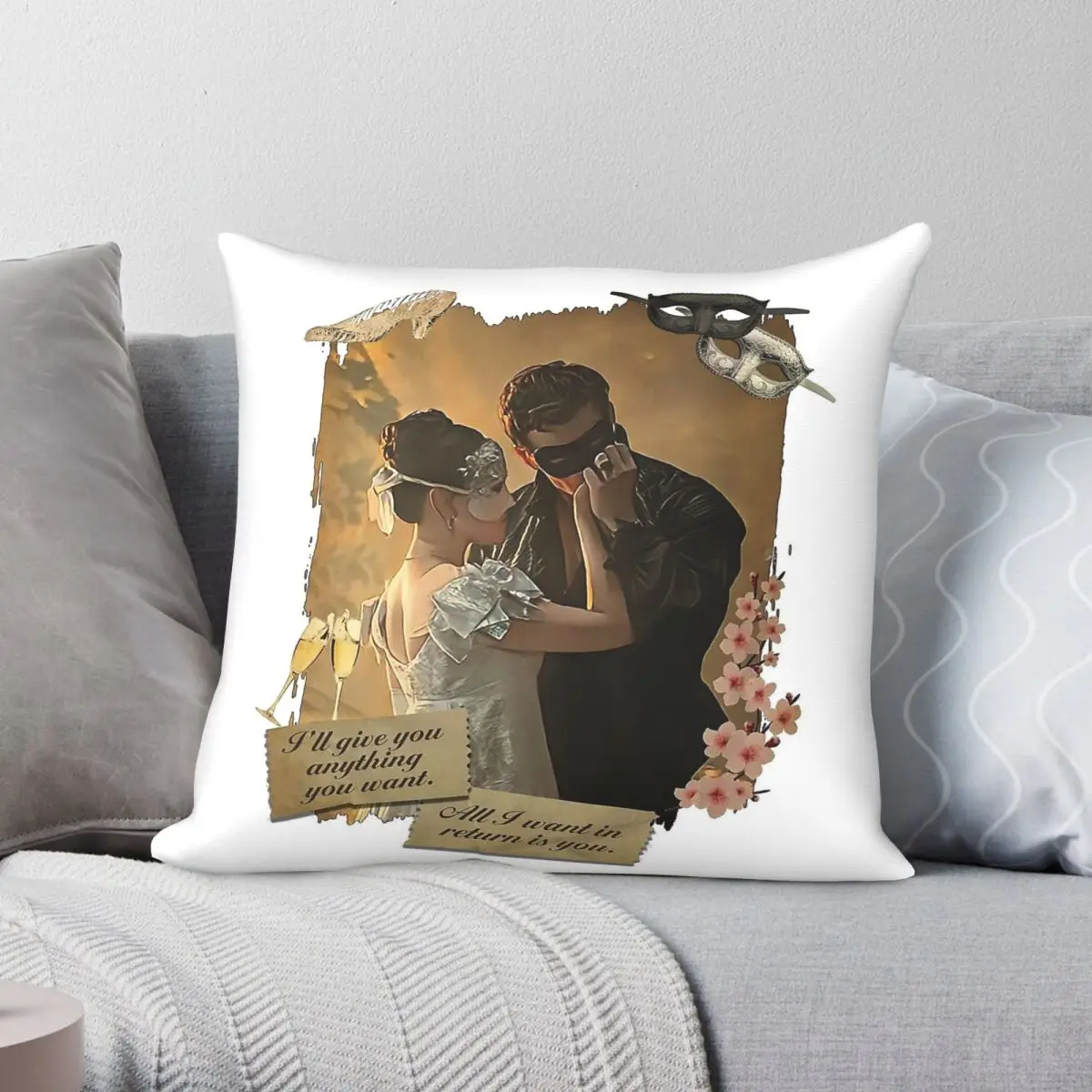 Give You Anything You Want Benedict & Sophie Pillowcase Polyester Linen Velvet Creative Zip Decorative Room Cushion Cover 45x45