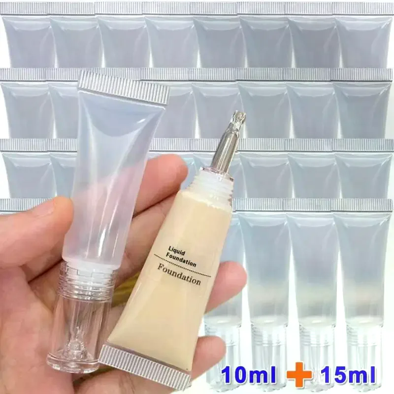 1/5 szt. Przezroczyste plastikowe butelki na krem podkład z nakrętką, puste butelki z zakraplaczem, podróżne pojemniki na próbki kosmetyków