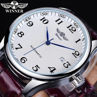 Winner Retro Classic New Men Mechanical Watches Calendar Automatic Wristwatches Leather Top Brand Luxury Relogios Business Clock