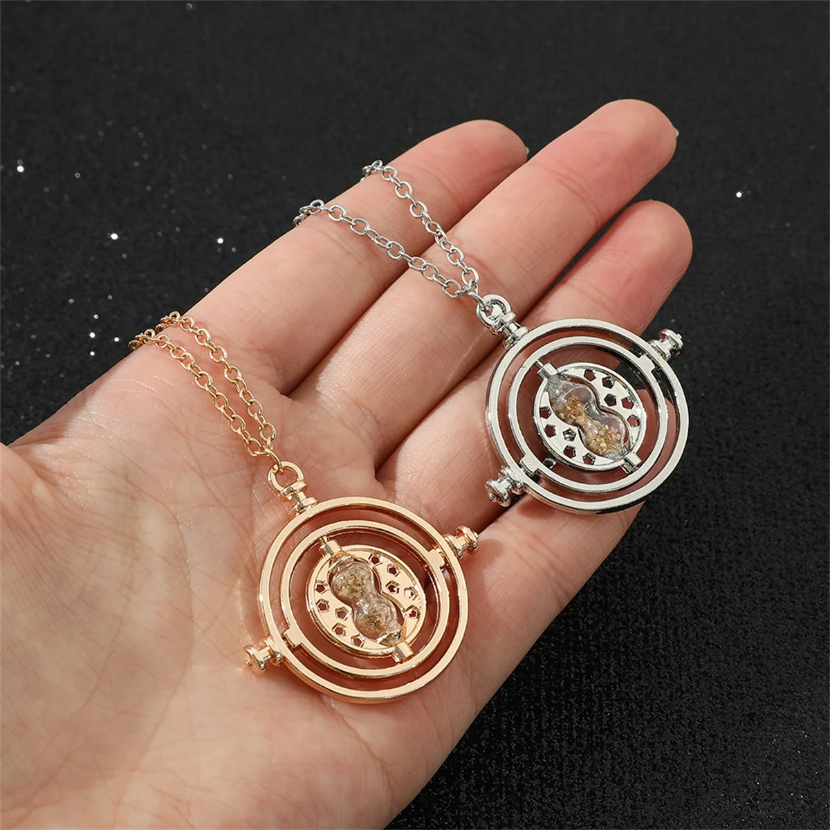 New Harried Time Necklace Timer Hourglass 360 Rotatable Potters Cosplay Props Astronomical Time Converter Magic School Fans Gift view 3