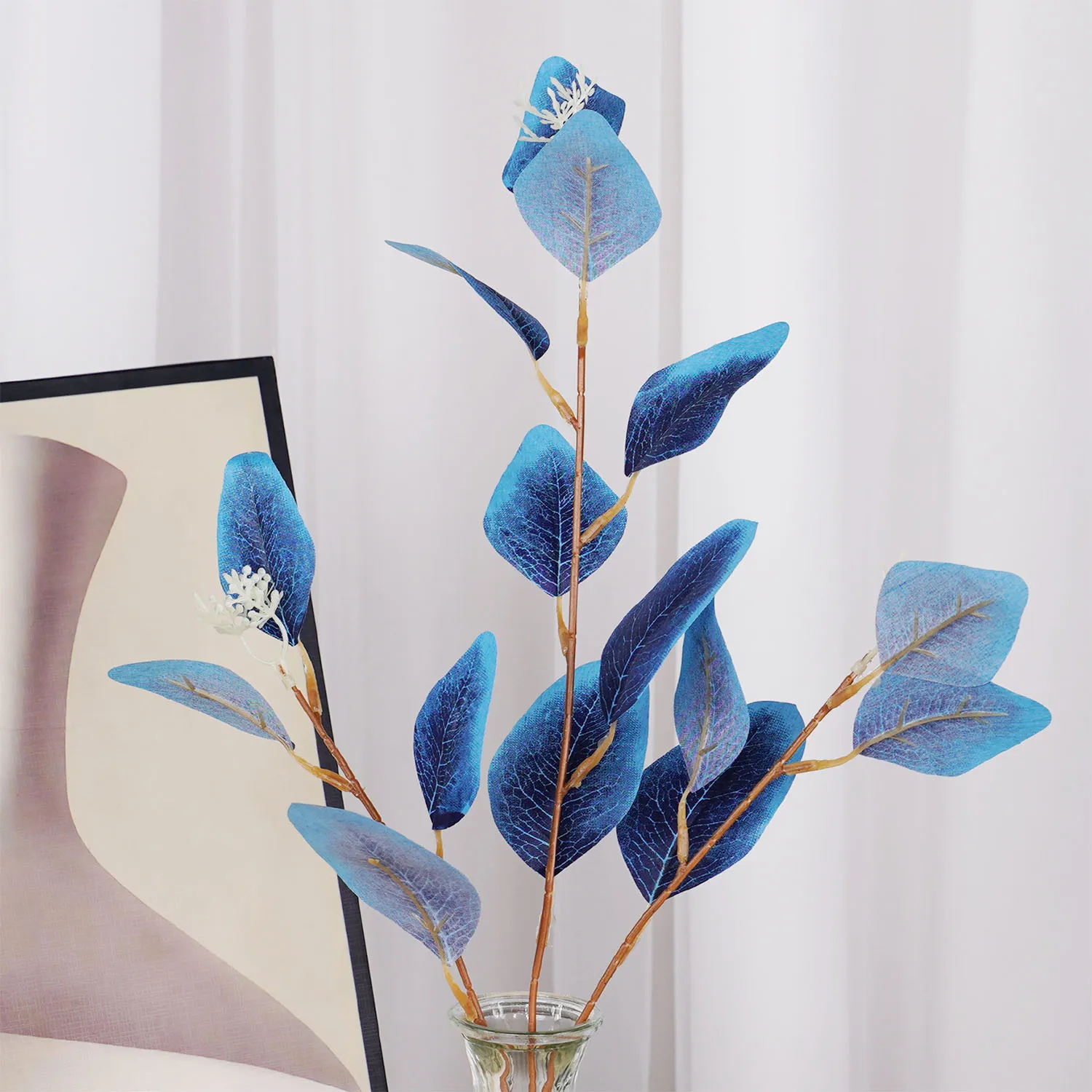 Autumn Artificial Plant Faux Leaves Eucalyptus Long Branch Home Wedding Decoration Silk Flowers Fake Plants Diy Table Decoration
