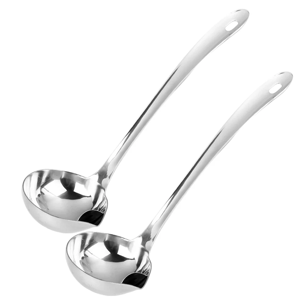 

2 Pcs Stainless Steel Oil Soup Spoon Spoons Colander Silverware Grease Separator for Cooking