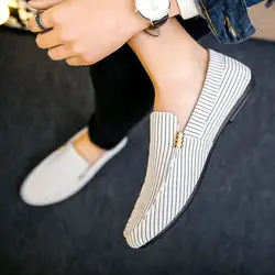 Men's Leather Shoes White Flat Stripe Male Casual Shoe 2025 Trend Common Retro Classic Original Summer Sale Low Price New in On
