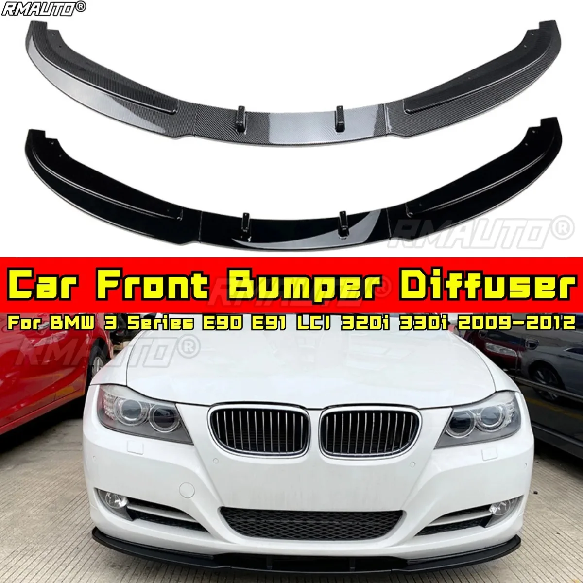 Front Bumper Lip Splitters Diffuse Front Bumper Protector Cover for BMW 3 Series E90 E91 LCI 320i 330i 2009-2012 Car Accessories