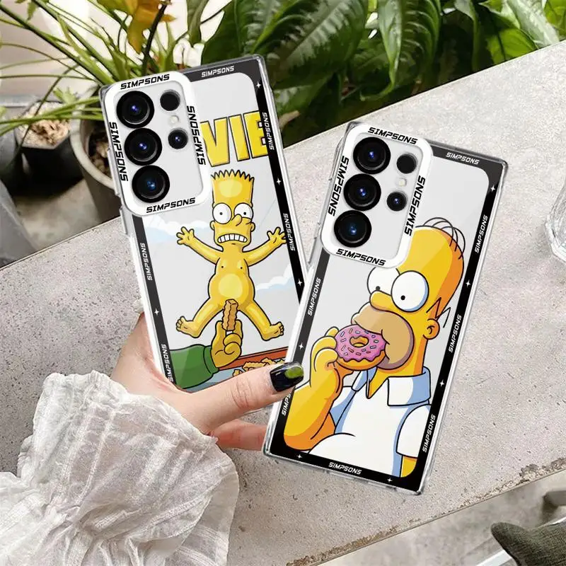 Disney Homer J Simpsons Clear Case For Samsung Galaxy S23 S24 S22 Ultra S20 FE S21 Plus Note 20 10 Phone Cover Angel Eye Funda