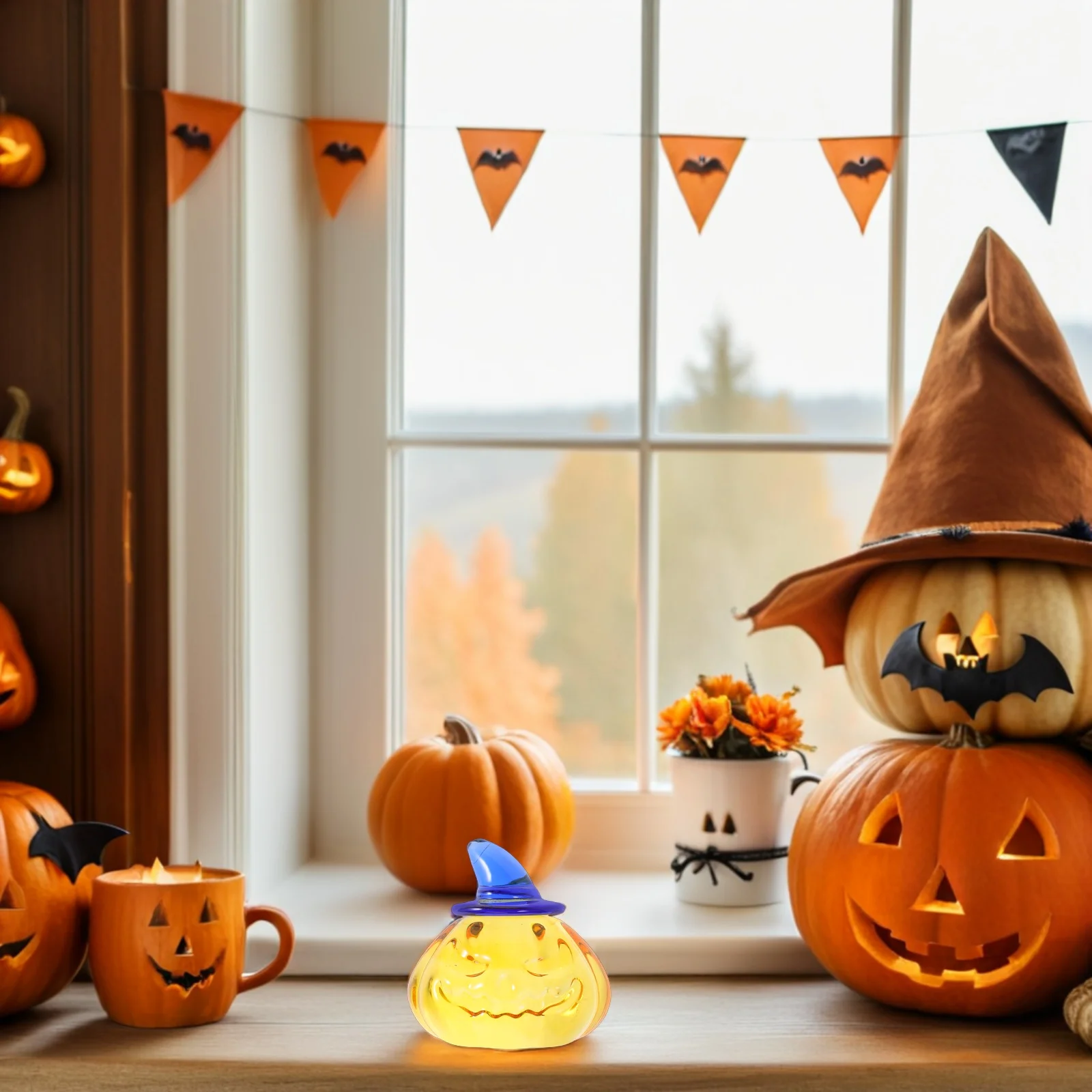 

Thanksgiving Halloween Crystal Pumpkin Decoration Hand Made Fall Decor for Living Room Dining Table Home Interior