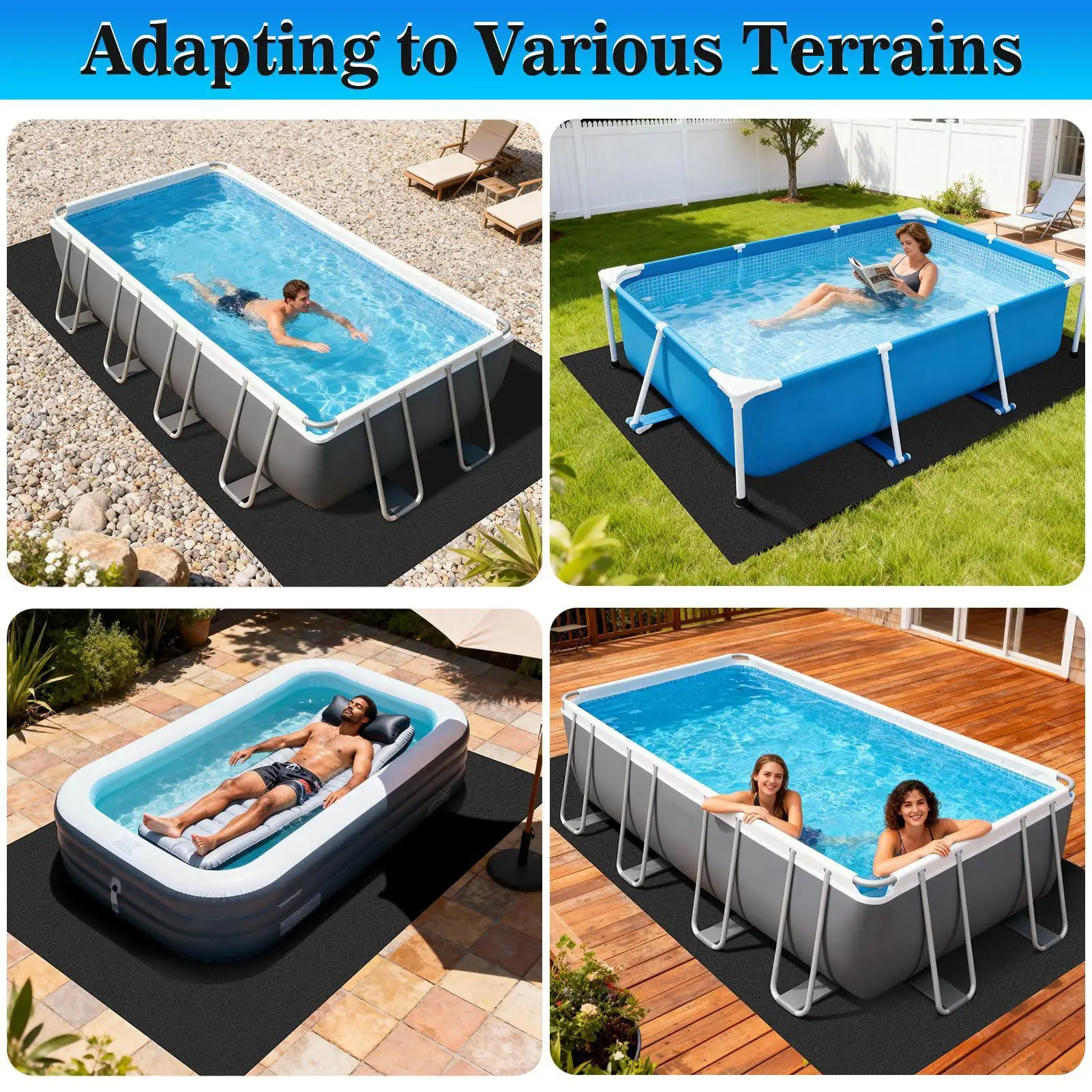 Multi-sizes Pool Liner Portable Thickened Heavy Duty Puncture Proof Mat for Home Backyard Lawn Patio Resort Hotel Leisure Villas